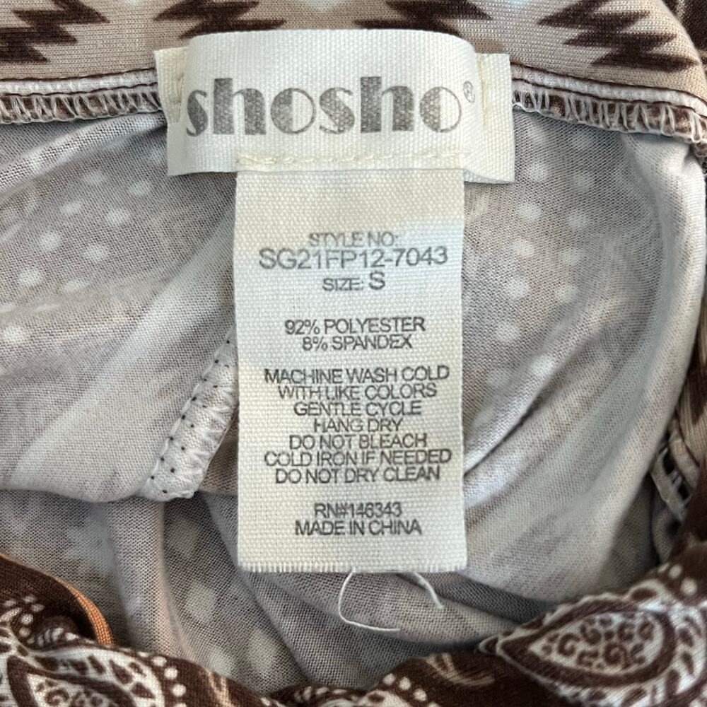 Shosho Brown Aztec Paisley Floral Stripe Flared T-Shirt Legging Pants Small - Picture 3 of 10